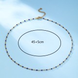 Collar chapado en oro de 18 quilates con revestimiento de cuentas de acero inoxidable de color sólido básico informal