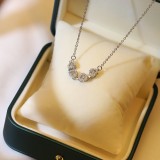 Collar de diamantes de imitación dorados con incrustaciones de acero titanio y forma de corazón dulce, 1 pieza