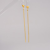 Pendientes colgantes chapados en oro de acero titanio con borlas de estilo simple 1 par