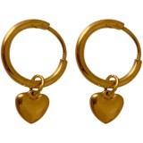 Pendientes colgantes chapados en oro de titanio de 18 quilates con revestimiento de acero en forma de corazón de estilo simple