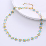 Collar De Cadena Epoxi De Acero Inoxidable Con Flores De Moda