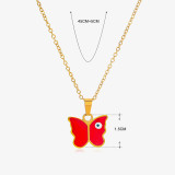 Collar con colgante de acero inoxidable con forma de corazón y ojo de titanio