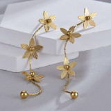 1 par de pendientes colgantes chapados en oro de 14 quilates de acero inoxidable con forma de corazón, elegantes y sencillos