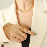 Collar con colgante en forma de corazón de moda, collar de oro de 18 quilates de acero de titanio