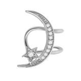1 pieza Clips para las orejas chapados en acero inoxidable con diseño de oso, luna y estrella