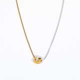 Collar con colgante chapado en oro chapado en oro de acero inoxidable con círculo de estilo simple informal