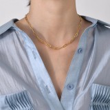 Collar chapado en oro de 18 quilates con revestimiento de acero inoxidable de color sólido de estilo simple