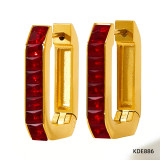 Pendientes retro de circonita con incrustaciones de acero inoxidable con rombos, 1 par