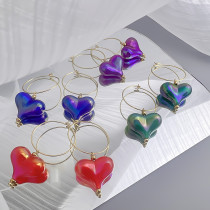 1 par de pendientes de gota acrílicos de acero inoxidable con forma de corazón de estilo Simple