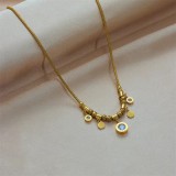 Collar con colgante chapado en oro de 18 quilates con incrustaciones de acero de titanio redondo estilo romano punk