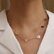 Collar de corazón simple de moda de oro de 14 quilates chapado en acero de titanio