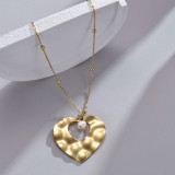Collar colgante chapado en oro de acero inoxidable 14K con forma de corazón de estilo simple a granel