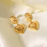 Pendientes colgantes de acero inoxidable con forma de corazón a la moda Pendientes de acero inoxidable chapados en oro