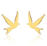 1 par de pendientes chapados en oro de 18 quilates de acero inoxidable pulido con diseño de pájaro Animal de estilo Simple Retro