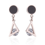 Pendientes de circón con incrustaciones de acero de titanio con forma de corazón y estrella redonda de estilo simple, 1 par