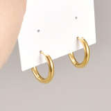 Pendientes de clip para oreja para mujer, chapados en oro de 18 quilates, acero titanio, pequeños y sencillos a la moda