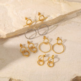 Pendientes colgantes de círculo hueco de acero inoxidable chapados en oro de 18 quilates, nuevo estilo