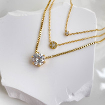 Collar con colgante de diamantes de imitación con incrustaciones de acero de titanio geométrico de estilo Simple elegante para mujer