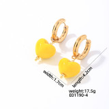 1 par de pendientes colgantes chapados en oro de acero inoxidable con forma de corazón redondo de estilo sencillo y dulce informal