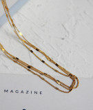 Collar brillante Collar de oro de 18 quilates chapado en acero de titanio de tres capas