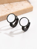 1 par de aretes chapados en oro de 14 quilates acrílicos de acero inoxidable con incrustaciones circulares de estilo moderno y sencillo