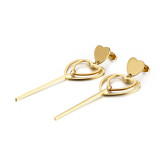 Pendientes nuevos europeos y americanos pendientes largos en forma de corazón para mujer en Stock joyería Simple de moda de acero inoxidable al por mayor