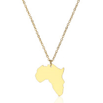 Joyería al por mayor del collar del acero inoxidable del mapa de África simple de la moda 18K