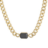 Collar de acero de titanio cuadrado geométrico de moda con incrustaciones de vidrio collares de acero inoxidable