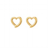1 par de pendientes chapados en oro de 18K de acero inoxidable calados con forma de corazón brillante Sexy estilo IG