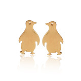 Pendientes huecos de acero inoxidable con diseño de pájaro y calavera de pingüino, estilo Simple, 1 par