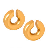 1 par de manguitos de oreja chapados en oro de 18 quilates de acero titanio chapado en Color sólido estilo Punk Simple