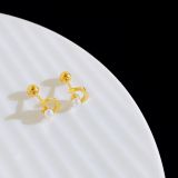 Pendientes de perlas con incrustaciones de acero de titanio con forma de corazón de estilo simple, 1 par