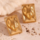 1 par de aretes chapados en oro de 18 quilates de acero inoxidable con revestimiento cuadrado de estilo clásico de estilo vintage