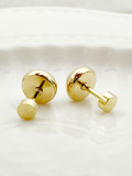1 par de pendientes redondos de acero inoxidable de estilo Simple Pulido de metales chapados con incrustaciones de perlas chapadas en oro