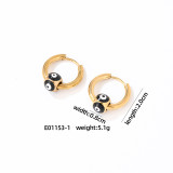 1 par de pendientes de acero inoxidable chapados en esmalte con ojo de diablo Retro Hip-Hop