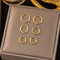 3 pares de aretes chapados en oro de 18 quilates de acero de titanio con pulido circular de estilo simple