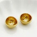 1 par de pendientes chapados en oro de acero inoxidable chapado en semicírculo de viaje de estilo Simple