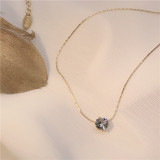 Collar con colgante de diamantes de imitación con revestimiento de acero de titanio geométrico de estilo simple