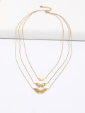 Venta al por mayor Collares en capas chapados en oro de 14 quilates de acero inoxidable con mariposa de estilo coreano