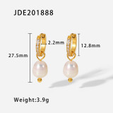 Pendientes colgantes de perlas de acero inoxidable chapados en oro de 18 quilates de nuevo estilo a la moda