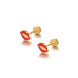 Pendientes con revestimiento de acero y titanio Fashion Lips, 1 pieza