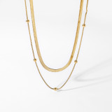 Collar chapado en oro de 18 quilates con revestimiento de acero de titanio de color sólido estilo vintage informal