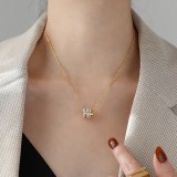 Collar De Diamantes De Imitación Con Incrustaciones De Acero De Titanio Redondo De Moda, 1 Pieza