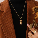 Collar de oro real de 18 quilates chapado en acero de titanio con letras de lujo ligero de estilo europeo y americano