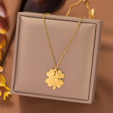 1 par de pendientes de acero de titanio chapados en trébol de cuatro hojas de estilo clásico