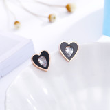 Pendientes de diamantes de imitación con incrustaciones de acero titanio y mariposa en forma de corazón y estrella Retro, 1 par