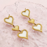 1 par de pendientes colgantes chapados en oro con piedras preciosas artificiales de acero inoxidable con incrustaciones en forma de corazón dulce de princesa