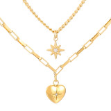 Collar chapado en oro de titanio con forma de corazón de estilo simple