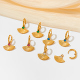 1 par de pendientes de circonita con incrustaciones de acero inoxidable chapado en sector retro