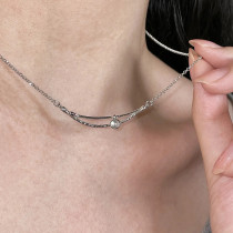 Collar geométrico para mujer, cadena de clavícula de acero de titanio, diseño ligero de lujo, diseño minoritario, moda de verano, 2023